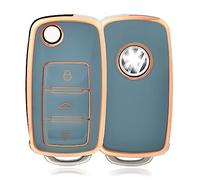 OFFCURVE Funda Llaves Coche Carcasa Llave, Funda Mando Coche Carcasa Mando 3 Botones Apta para VW Volkswagen Polo Golf 4/5/6 Multivan T5 Caddy Jetta Bora Superb Passat Skoda Fabia Seat Ibiza