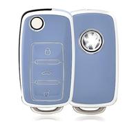 OFFCURVE Funda Llaves Coche Carcasa Llave, Funda Mando Coche Carcasa Mando 3 Botones Apta para VW Volkswagen Polo Golf 4/5/6 Multivan T5 Caddy Jetta Bora Superb Passat Skoda Fabia Seat Ibiza
