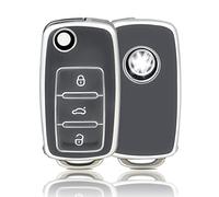 OFFCURVE Funda Llaves Coche Carcasa Llave, Funda Mando Coche Carcasa Mando 3 Botones Apta para VW Volkswagen Polo Golf 4/5/6 Multivan T5 Caddy Jetta Bora Superb Passat Skoda Fabia Seat Ibiza