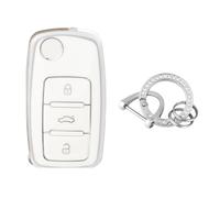 OFFCURVE Funda Llaves Coche Carcasa Llave, Funda Mando Coche Carcasa Mando con Llavero para VW Volkswagen Polo Golf 4/5/6 Multivan T5 Jetta Bora Passat Skoda Fabia Seat Ibiza