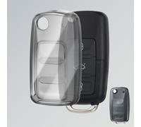 OFFCURVE Funda Llaves Transparente Carcasa Llave Coche, Funda Mando Carcasa Mando para VW Volkswagen Polo Golf 4/5/6 Multivan T5 Caddy Jetta Bora Superb Passat Skoda Fabia Seat Ibiza