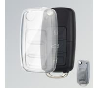 OFFCURVE Funda Llaves Transparente Carcasa Llave Coche, Funda Mando Carcasa Mando para VW Volkswagen Polo Golf 4/5/6 Multivan T5 Caddy Jetta Bora Superb Passat Skoda Fabia Seat Ibiza