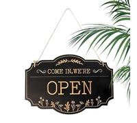 Offen Geschlossen Schild für Tür & Schaufenster - Doppelseitiges Holz-Wendeschild im Vintage Design - Geöffnet/Geschlossen Ladenschild zum Aufhängen - 30x20cm - Ideal für Shop, Büro, Café & Restaurant