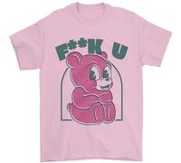 Offensive Teddy Bear F#uck You - Camiseta divertida para hombre, 100% algodón, rosa claro, XL