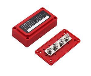 Offgridtec BusBar Box 4 pernos de conexión M8, conexiones de latón con revestimiento de níquel, carcasa de nailon reforzada con fibra de vidrio con cubierta extraíble y pared aislante, distribución de
