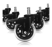 Offgridtec Juego De 5 Ruedas Para Sillas De Oficina, Ruedas De Repuesto Para Sillas De Oficina En Alfombras Y Pisos De Madera, Ruedas Duraderas Para Sillas, Ruedas Resistentes, Eje De 11X22 Mm, Negro
