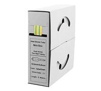 Offgridtec Tubo termorretráctil de 5 m, 9,5 mm, 4,8 mm, color amarillo/verde, caja dispensadora de taller para coche 2:1
