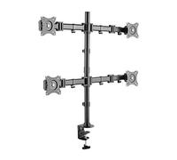 Office-124 - Soporte doble de mesa para monitor LED y LCD de hasta 27 pulgadas, VESA 75 x 75 cm, 100 x 100 cm negro Negro 4 Monitore
