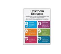 Office Bathroom Etiquette Poster - Funny Restroom Rules Wall Sign for Workplace, Business or Commercial Use(Framed,08x12inch(20x30cm))