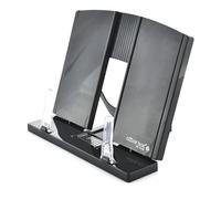 Office Box - Atril extensible para Lectura, ligero, fácil de abrir extender y guardar. Ajustable en altura, posición y anchura. Ideal para leer o mostrar, Color Negro en plástico Reciclado.