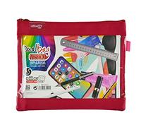 office box BBolsa Dual Bag Vision A5 - Estuche Neceser Porta Todo con Dos Apartados y Frontal Transparente con Cierres de Cremallera - Ref.34511-RJ - de Colorline by (Rojo)