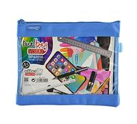 office box Bolsa Dual Bag Vision A5 - Estuche Neceser Porta Todo con Dos Apartados y Frontal Transparente con Cierres de Cremallera - Ref.34511-AC - de Colorline by (Azul Claro)