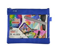 office box Bolsa Dual Bag Vision A5 - Estuche Neceser Porta Todo con Dos Apartados y Frontal Transparente con Cierres de Cremallera - Ref.34511-AO - de Colorline by (Azul Oscuro)
