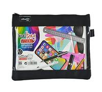 office box Bolsa Dual Bag Vision A5 - Estuche Neceser Porta Todo con Dos Apartados y Frontal Transparente con Cierres de Cremallera - Ref.34511-NE - de Colorline by (Negro)