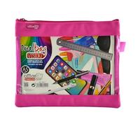 office box Bolsa Dual Bag Vision A6 - Estuche Neceser Porta Todo con Dos Apartados y Frontal Transparente con Cierres de Cremallera - Ref.34611-FU - de Colorline by (Fucsia)