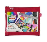 office box Bolsa Dual Bag Vision A6 - Estuche Neceser Porta Todo con Dos Apartados y Frontal Transparente con Cierres de Cremallera - Ref.34611-RJ - de Colorline by (Rojo)