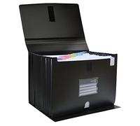 office box Clasificador Organizador Con Fuelle Y 12 Divisiones Con Base, Cierre De V-Lock Y Lomo Expansible XXL Con Gran Capacidad, Pestañas E Indicadores Incluidos By (Negro)