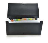 Office Box - Clasificador Tamaño Recibo/Chequera con 12 Divisiones interiores y Cierre De Broche con Pestañas e Indicadores para personalizar Incluidos, 100% Reciclable.