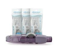 office box Corrector en Cinta Premium R10 Recargable - 10 m x 4,2 mm - Retráctil, Escritura Inmediata, Invisible en Fotocopias - Value Pack 1 Corrector + 3 Recambios = 40 m de cinta. (Pack 3 + Lila)
