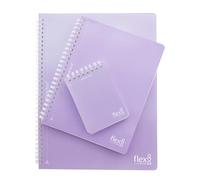 office box, Cuadernos Flexi A4/A5/A7 con Portadas y Espiral en Polipropileno, 80 hojas cuadriculadas de 80 gr. con pre corte y taladros Ideal para archivar en tu carpeta. (Morado - 3 UD Surtido)