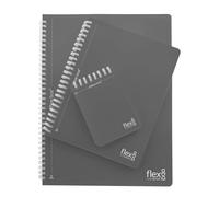 office box, Cuadernos Flexi A4/A5/A7 con Portadas y Espiral en Polipropileno, 80 hojas cuadriculadas de 80 gr. con pre corte y taladros Ideal para archivar en tu carpeta. (Negro - 3 UD Surtido)