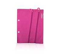 Office Box Estuche para llevar en tu carpeta de anillas - Gran capacidad con Cierres de Cremallera y tirador exclusivo. Lavable y de gran resistencia, Fabricado en Poliéster by Colorline. (Fucsia)