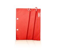 Office Box Estuche para llevar en tu carpeta de anillas - Gran capacidad con Cierres de Cremallera y tirador exclusivo. Lavable y de gran resistencia, Fabricado en Poliéster by Colorline. (Rojo)