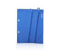 Office Box Estuche para llevar en tu carpeta de anillas - Gran capacidad con Cierres de Cremallera y tirador exclusivo. Lavable y de gran resistencia, Fabricado en Poliéster. (Azul Claro)