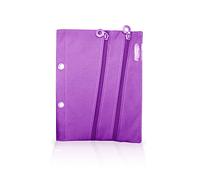 Office Box Estuche para llevar en tu carpeta de anillas - Gran capacidad con Cierres de Cremallera y tirador exclusivo. Lavable y de gran resistencia, Fabricado en Poliéster. (Morado)