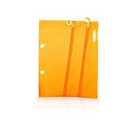 Office Box Estuche para llevar en tu carpeta de anillas - Gran capacidad con Cierres de Cremallera y tirador exclusivo. Lavable y de gran resistencia, Fabricado en Poliéster by Colorline. (Naranja)