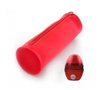 office box Estuche Porta Todo Redondo de Silicona con Cierre de Cremallera, Lavable y Muy Resistente para Material Escolar o como Neceser, Colorline by (Rojo + Sacapuntas)