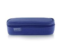 office box Estuche Portatodo Mega de Amplio Apartado Interior con Solapa y Horario con Cierre de Cremallera, Lavable y Resistente para Material Escolar o Neceser by Colorline. (Azul Marino)