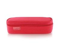 office box Estuche Portatodo Mega de Amplio Apartado Interior con Solapa y Horario con Cierre de Cremallera, Lavable y Resistente para Material Escolar o Neceser by Colorline. (Rojo Coral)