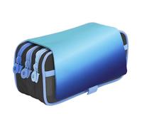 office box Estuche Triple Design - Portatodo de Amplios Apartados Interiores con Cierre de Cremallera Individual, Lavable y Muy Resistente- by Colorline (Colormix-Azul)