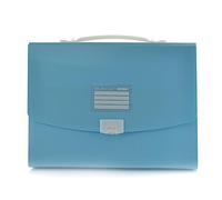 Office Box - Maletín Rígido con Asa de Silicona y Cierre de Broche - Ideal para láminas, manualidades y el uso diario -Material Reciclable 100% de Gran resistencia y 12 Colores Colorline (Azul Claro)