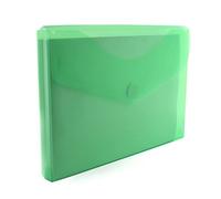Office Box, Pack 10 Carpeta Sobre Cierre de V-lock con Fuelle de 3 cm. Tamaño A4+/Folio Gran Capacidad hasta 300 Hojas- Colores Classic Traslúcidos Soft Touch, 100% Reciclables. (Verde)
