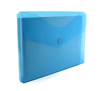 Office Box, Pack 10 Carpeta Sobre Cierre de V-lock con Fuelle de 3 cm. Tamaño A4+/Folio Gran Capacidad hasta 300 Hojas- Colores Classic Traslúcidos Soft Touch, 100% Reciclables. (Azul)