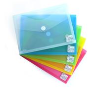 Office Box, Pack 10 Carpeta Sobre Cierre de V-lock con Fuelle de 3 cm. Tamaño A4+/Folio Gran Capacidad hasta 300 Hojas- Colores Classic Traslúcidos Soft Touch, 100% Reciclables. (Surtido)