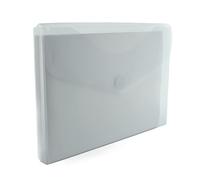 Office Box, Pack 10 Carpeta Sobre Cierre de V-lock con Fuelle de 3 cm. Tamaño A4+/Folio Gran Capacidad hasta 300 Hojas- Colores Classic Traslúcidos Soft Touch, 100% Reciclables. (Cristal)