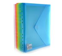 Office Box - Pack 10 Carpetas Sobre Cierre V-lock Tamaño A4+ con Fuelle de 3 cm. (hasta 300 hojas) Para archivar en anillas - Colores Classic Traslúcidos con acabado Soft Touch. (Surtido)