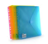 Office Box - Pack 10 Carpetas Sobre Cierre V-lock Tamaño A4+ Para archivar en anillas (max 80 hojas) en 5 Colores Classic Traslúcidos con acabado Soft Touch, 100% Reciclables. (Surtido)