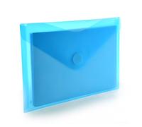 Office Box, Pack 10 Carpetas Sobre con Cierre de V-lock - Tamaño A5/Cuartilla - 18 x 25 cm - en 5 Colores Classic Traslúcidos con Textura Soft Touch, 100% Eco. (Azul)