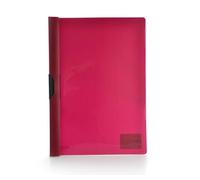 Office Box, Pack 10 Dossier Carpeta Clip It A4 de Gran Capacidad Para Hasta 60 Hojas con Pinza de Plástico, Portada Transparente y Cuerpo en Color Fabricado en Polipropileno Reciclable 100% (Rojo)