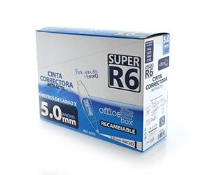 office box Pack 12 Cinta Correctora Retráctil y Recargable SUPER R6-5.0 mm de ancho x 6 Mt. de Largo - by (12 Ud - Corrector 5.0 mm Ancho)