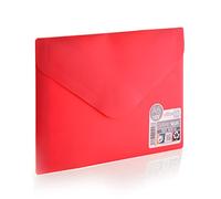 Office Box, Pack de 10 Carpeta Sobre Cierre con de V-lock - Tamaño A6 / Pasaporte - 5 Vital Colors Opacos con acabado Soft Touch, Fabricado en Polipropileno 100% ECO. (Rojo)
