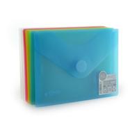 Office Box, Pack de 10 Carpeta Sobre Cierre con de V-lock - Tamaño A6 / Pasaporte, Cartilla - Disponible en 5 Classic Colors Translúcidos con acabado Soft Touch, 100% Reciclable. (Surtido)