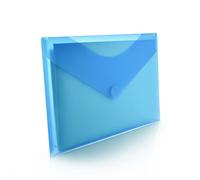 Office Box, Pack de 10 Carpetas Sobre con Cierre de V-Lock Formato A4+ Disponible en 5 colores traslúcidos con acabado Soft Touch, 100% Reciclable. (Azul)