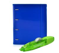 Office Box Pack Vuelta al Cole: Carpeta & Block + Cinta Correctora R10 - Carpeta Completa con Corrector Recargable de Máxima Calidad (Azul Oscuro)