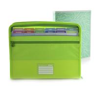 Office Box - Pack Vuelta al Cole: Carpeta Clasificadora VISION 12 Divisiones y estuche frontal + 80 Adhesivos Cierre de Cremallera + Carpeta 4 Anillas 40 mm -Colorline (Verde + Carpeta Anillas)