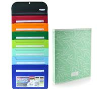 Office Box - Pack Vuelta al Cole: Carpeta de gomas desplegable con 7 departamentos y Colgador metálico, Tarjeta Horario Frontal y Gran Capacidad + Carpeta 4 Anillas 40 mm by Colorline (Negro)